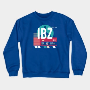 Ibiza, Spain (IBZ) Airport Code Baggage Tag Crewneck Sweatshirt